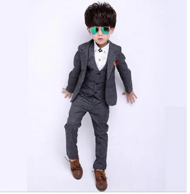 Gentleman Style Boy's Formal Wedding Kids Prom Suits Blazer + Vest + Pants 3Pcs