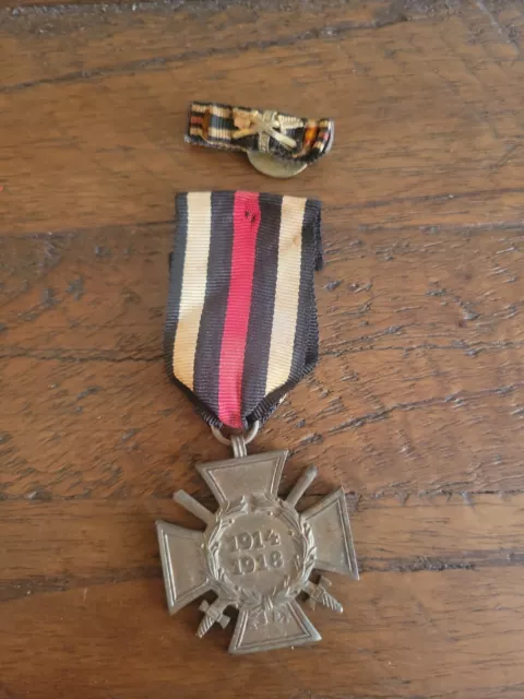 Original German Hindenburg Cross  1914 - 1918 WWI Medal Ribbon and Pin