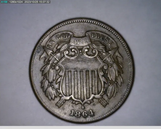 1864 2 cent piece(79-428 11m3)