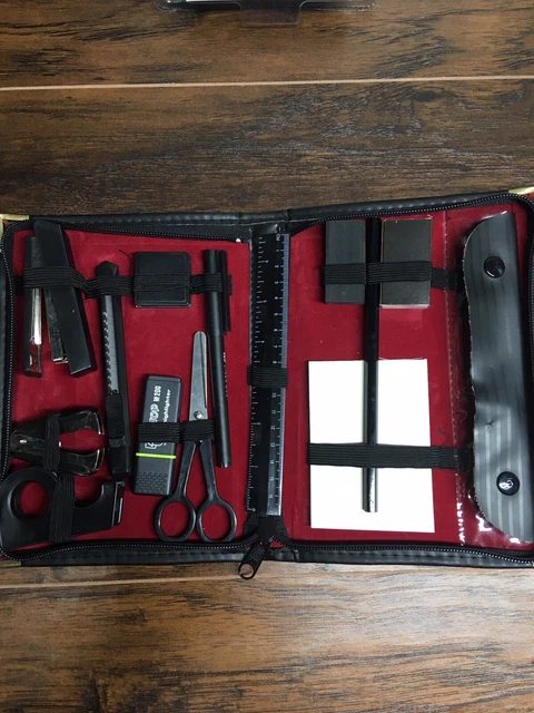 Mini Office Supply Kit Portable Case w/ Scissors, Measuring Tape, Ruler, Stapler