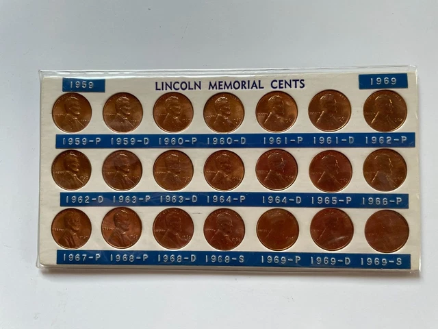 1959 Thru 1969 P-D-S Bu Lincoln Cent Set