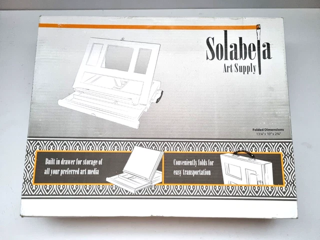 Caballete de madera de viaje, suministro de arte Solabela, 4 posiciones, cajón incorporado, nuevo