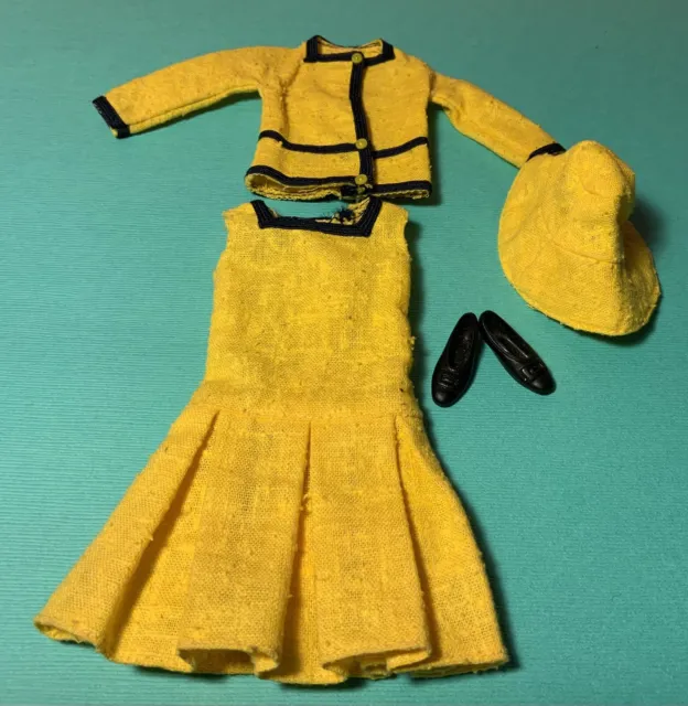 Vintage Barbie Francie Dress Border-Line #1287 Outfit Yellow 1967 VHTF NC NM