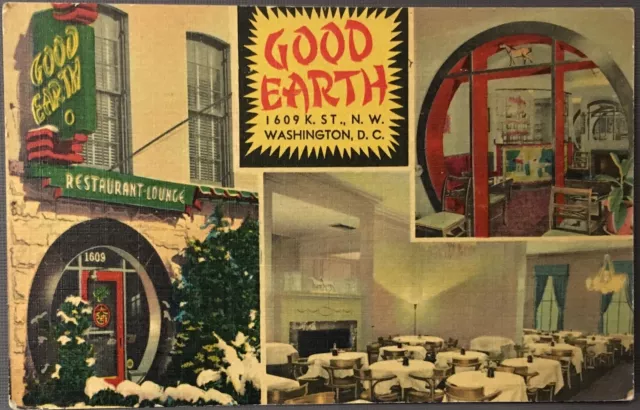 Washington DC ~ Good Earth Chinese Restaurant ~ Multiple View Linen Postcard