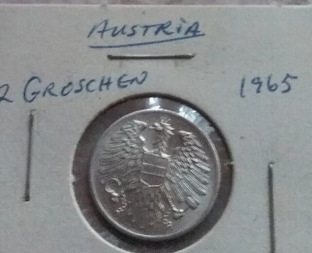 1965 Austria Two Groschen World Uncirculated Coin KM# 2876