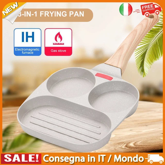 IT Breakfast Frying Pan Anti-Scald Handle Non-stick Omelet Pans (3-in-1 White)