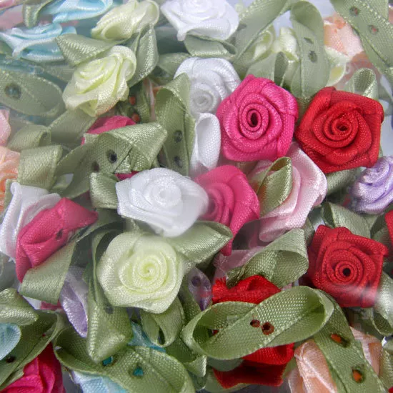 Tarjeta Toppers X 100 Satén Rosas Botones de Rosa Flores Bodas Decoración