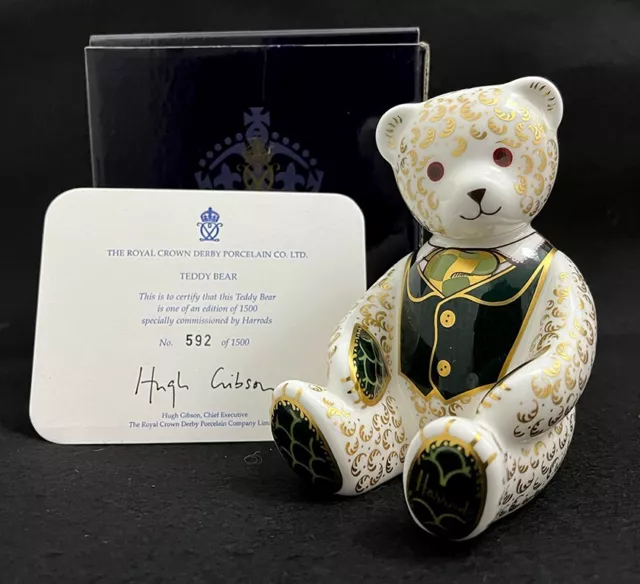 Royal Crown Derby 'Harrods Teddy' Boxed Paperweight Exclusive Ltd.Ed Certificate