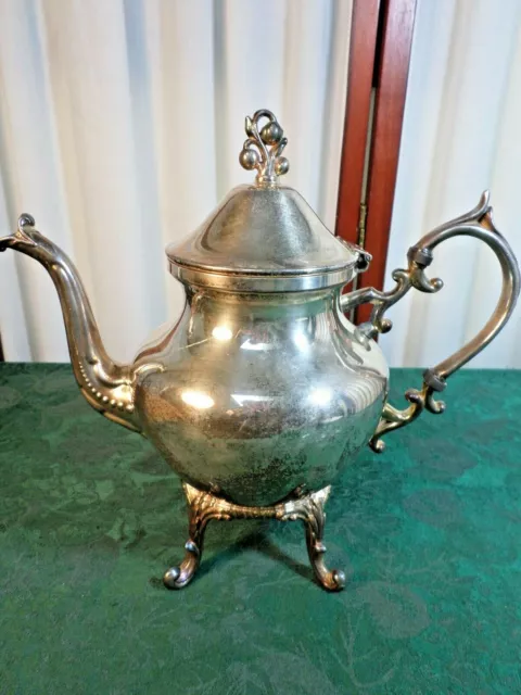 Exquisite Vintage BSC Silver On Copper Decorative Four Footed Coffee Pot