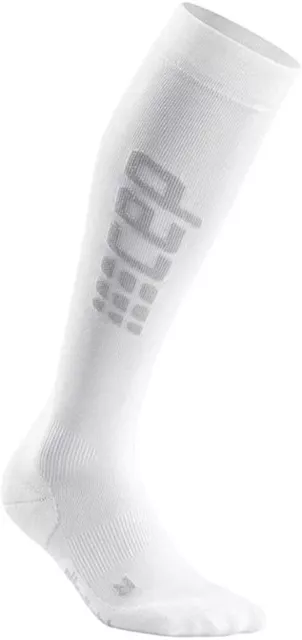 CEP Pro+ Run Calze da corsa ultraleggere da uomo a compressione, bianco/grigio