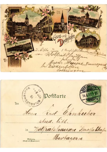 CPA AK LITHO greeting from DIEDENHOFEN 1897. LOTHRINGEN (379356)
