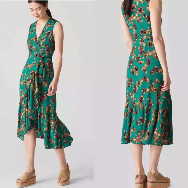 Whistles Green Capri Print Wrap Dress Size 8