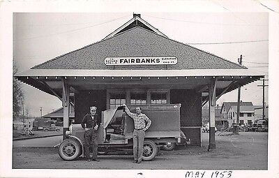 Fairbanks AK Railroad Station Train Depot Delivery Truck RPPC Postcard