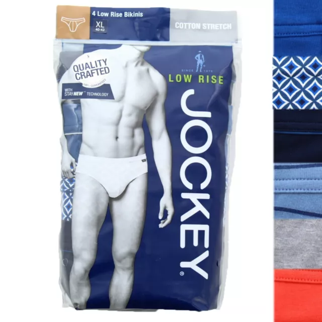 4 PACK JOCKEY Men's Low Rise Cotton Stretch Stay Dry Fabric Bikini  Underwear $19.99 - PicClick