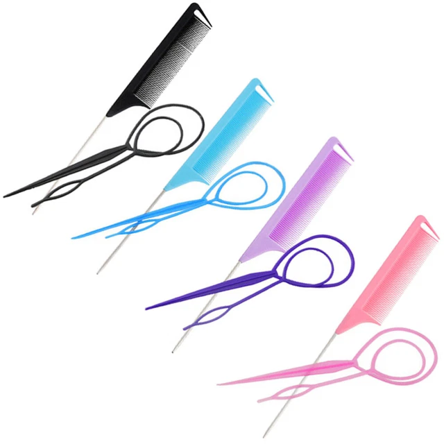 4 juegos de herramientas para trenzar el cabello cola de cola de rata herramienta para hacer cola de caballo accesorios