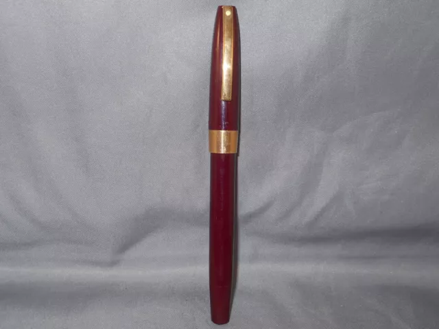 Sheaffer Vintage White Dot Burgandy TOUCHDOWN FILL Fountain Pen--fine point