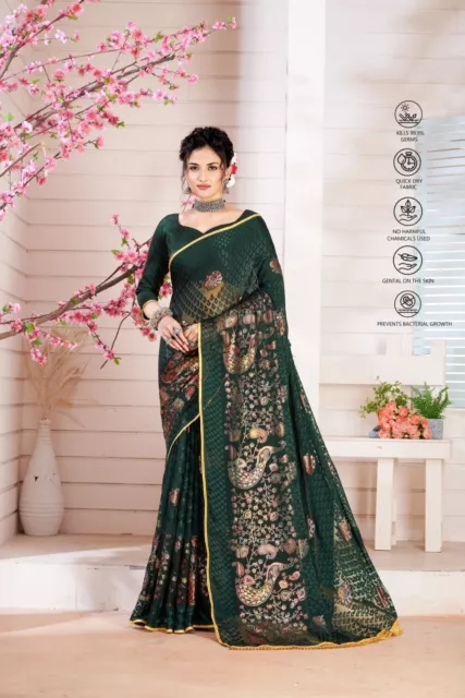 Party Sari Saree Kleidung Indisch Seide Hochzeit Bluse Ethnisch Neu Designer