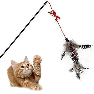 Varita colgadora de plumas de juguete de alambre de acero gatito gato teaser campana juego mascota H-CJ
