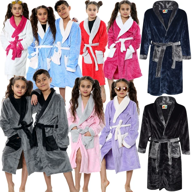 Vestito Bambine Ragazze Ragazzi Super Morbido Pile Sofficile Accappatoio 2-13 Anni