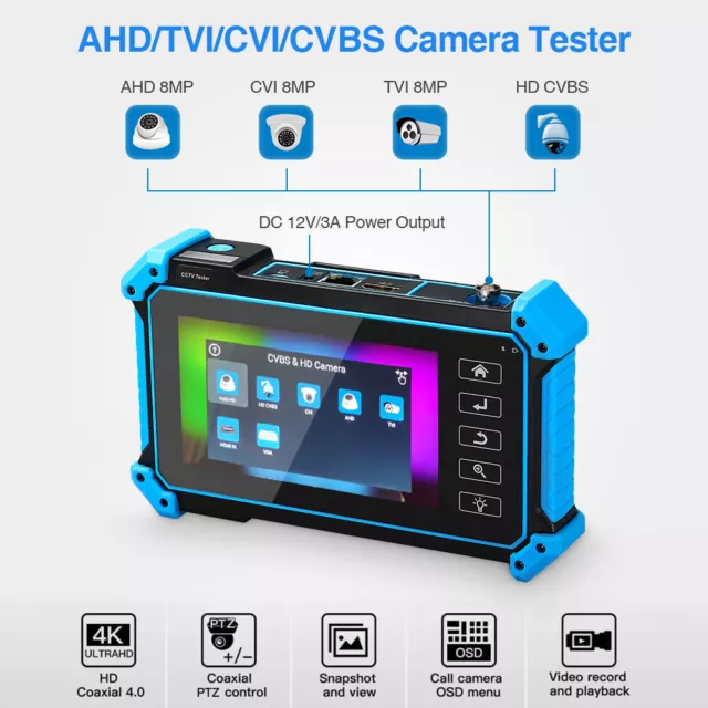 TOMLOV 5.4 Inch Touch Screen AHD CVI TVI IPC Camera Tester PTZ control Test LCD