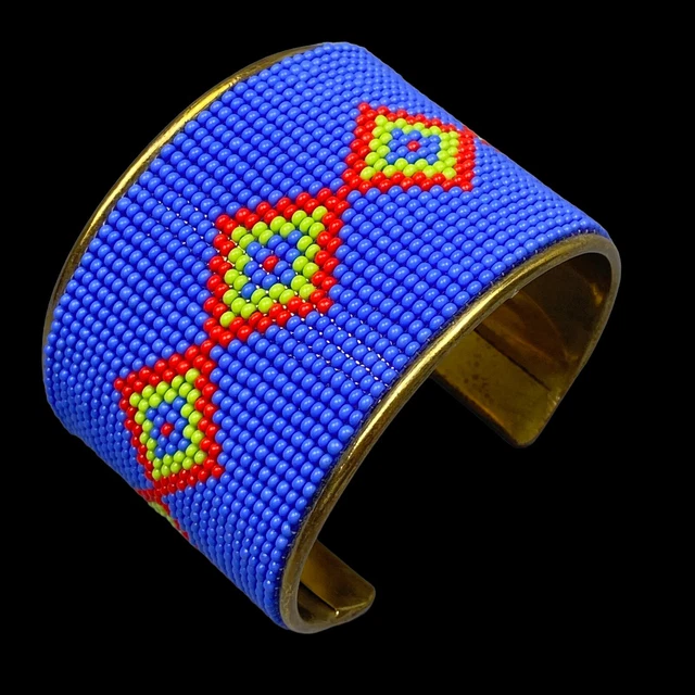 Seed Bead Bracelet Cuff Brace Multi-Color Almost 2" Wide