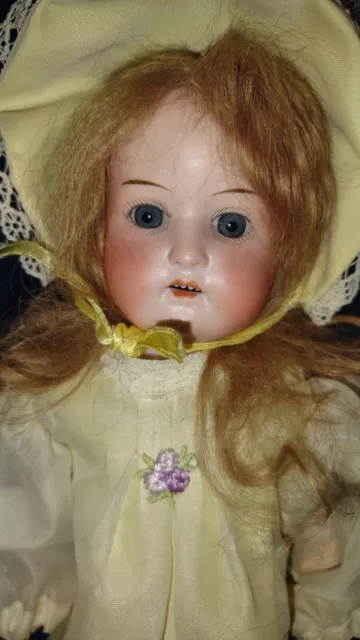 Antique 13" German Bisque Head Lthr Body Doll