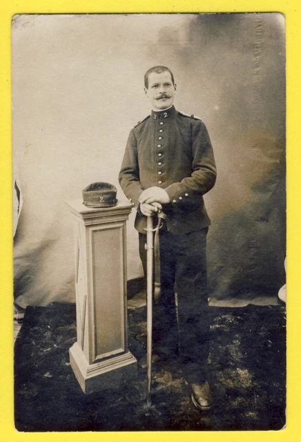 cpa France Carte Photo MILITAIRE SOLDAT en Uniforme du 2 ème Régiment SABRE