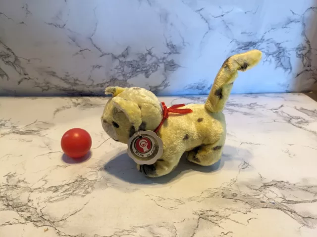 Vintage Wind-Up Toy Kitty Playing Red Ball