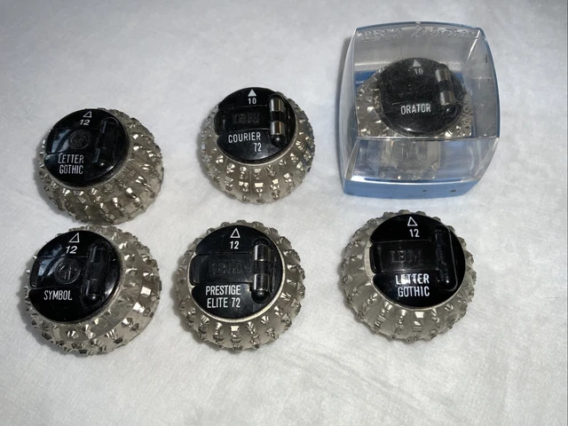 Lot of 6 IBM SELECTRIC TYPEWRITER Font Orator Prestige Symbol Gothic Courier
