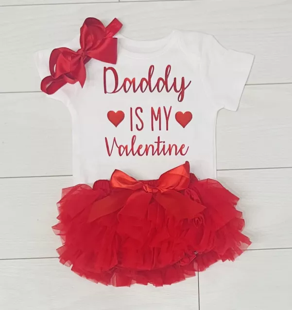 Gilet di lusso tutù rosso per bambine papà è il mio San Valentino set abito tutù