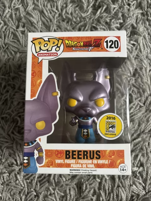 Funko Pop Beerus 120 Metallic 2016 SDCC Dragonball Z Genuine Vinyl Figure DBZ