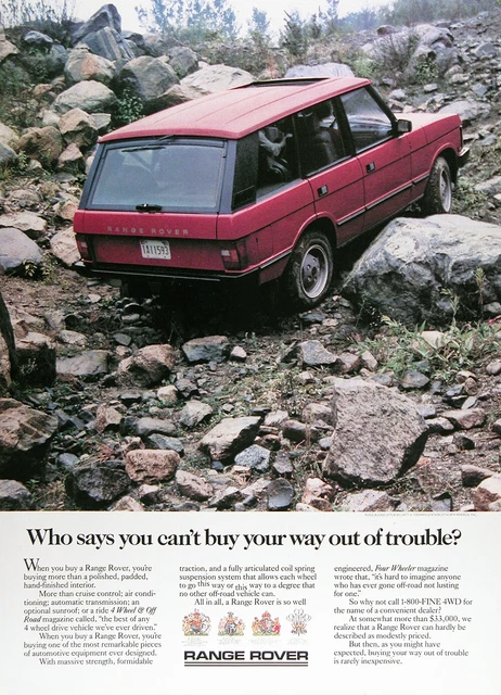1988 RANGE ROVER 4x4 Lot of (2) Genuine Vintage Ads ~ FREE SHIPPING!