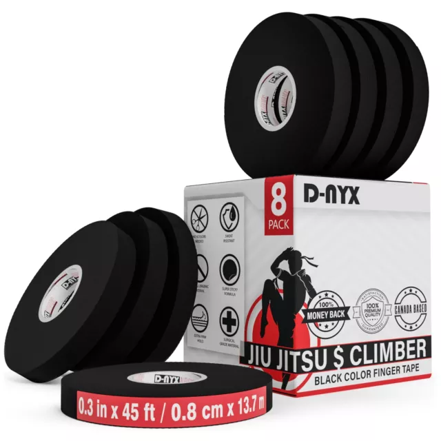 8Pack Finger Tape Athletic Sports Wrap | 0.3” x 45Feet for Rock Climbing BJJ Jiu