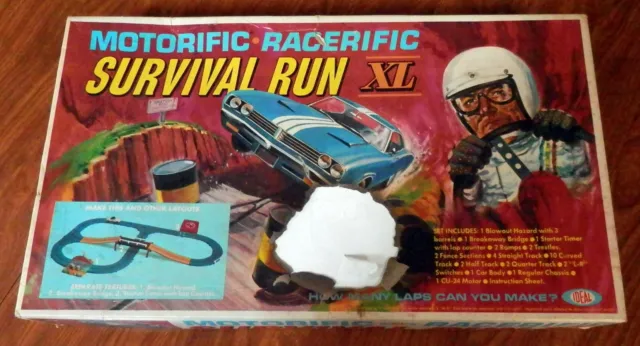 Vintage Ideal Motorific Racerific Survival Run XL w/Ford Mustang Slot Car