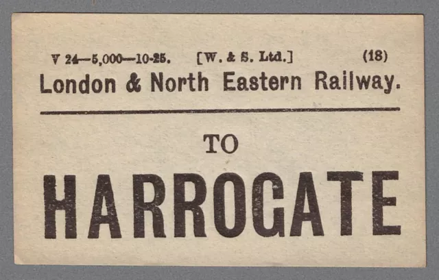 LONDON & NORTH EASTERN RAILWAY GEPÄCKETIKETT - HARROGATE 10-25 (W.& S Ltd.)