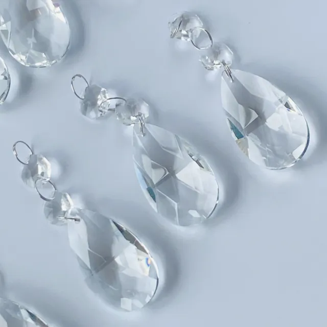 Teardrop Replacement Chandelier Glass Crystals Pendant Beads Prisms  12 Pcs