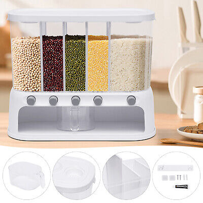 Dispensador moderno de 5 rejillas para alimentos secos dispensador de arroz dispensador de cereales con inversor de arroz