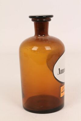 Apotheker Flasche Medizin Glas braun Liq. Ammon. Caust. 10% antik Deckelflasche 6