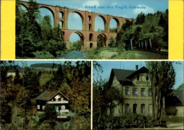 Brücken Motiv-AK Bridge Brücke Elstertal, Gaststätte Adlerstein, DDR Mehrbild-AK