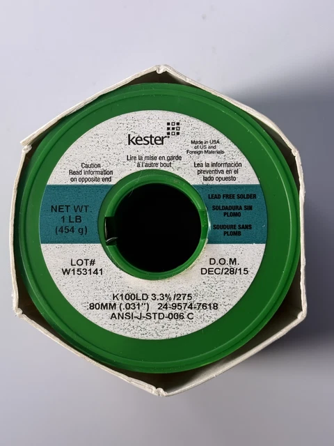 Kester Solder Wire - Flux-Cored, Water-Soluble, .031, K100LD, 1lb