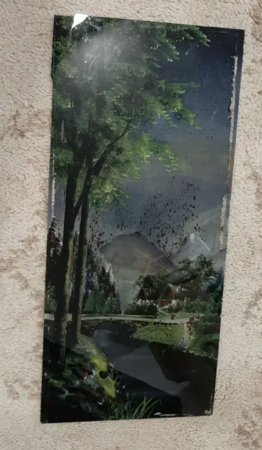 2 Glasbilder alte Hinterglasmalerei - Landschaft -Schwarzwald (?) Shabby Vintage 3