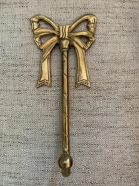 Vintage Brass Ribbon Wall Bow Coat Hat Hook 8” H