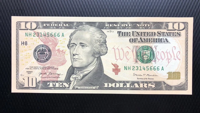 US 10 Dollars 2017 UNC P-547bH Series H (SAINT LOUIS MO) LAW NUMBER