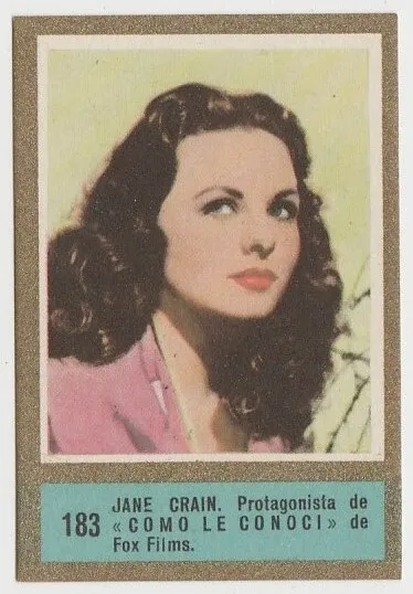 Jeanne Crain 1952 Fernando Fuentes Tobacco Card #183 Fedora Film Star E5