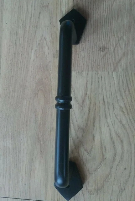 9" Round IR-120 Barn Door Pull Handle - Black Rustic Solid Cast Wrought Iron