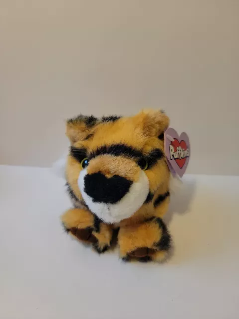 Vintage 1994 MJC Swibco Puffkins Tipper the Tiger 5" Plush Toy Stuffed Animal