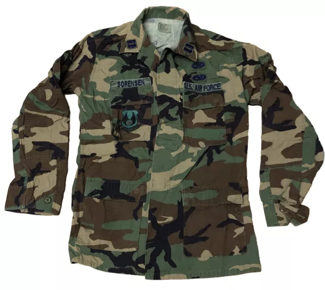 US Air Force Combat Woodland Camo Field Jacket Top Hot Weather Coat Medium Long