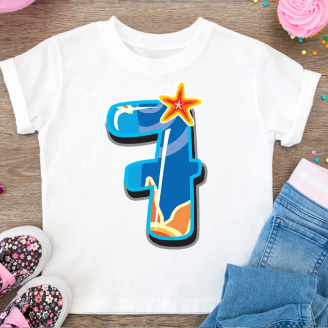 Kids Pretty Numbers - 7 T Shirt Maths Day World Book Birthday Age Name Gift Top