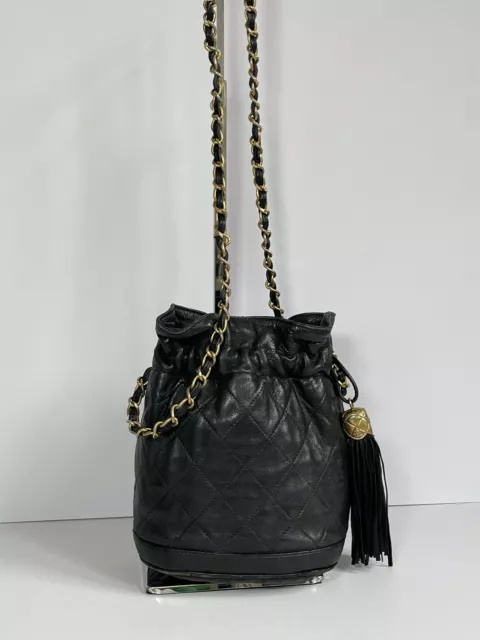 CHANEL Mini Square Small Chain Shoulder Bag Crossbody Black Quilt