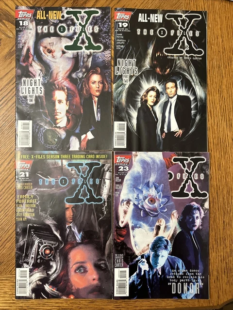 X-Files Topps Comic Book Lot Issues 18 19 21 WITH CARD 23 1990s Mulder Scully